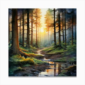 Sunrise In The Forest Canvas Print