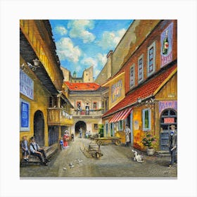 Street Scene In Prague Toile