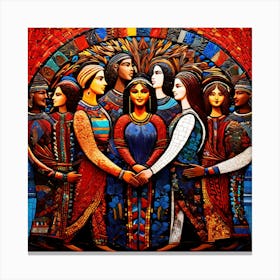 Women Of The World, An Image Showing A Mosaic Of Different Cultural Symbols And People From Various Backgrounds Holding Canvas Print