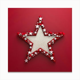 Christmas Star On Red Background Canvas Print