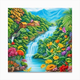 Waterfall In The Jungle 10 Canvas Print