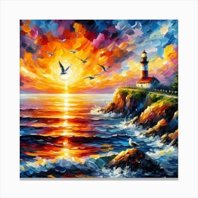 Lighthouse At Sunset Canvas Print