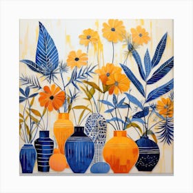 Blue And Yellow Vases Canvas Print