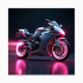 Super Bike With A Jet Engine And Plasma Thrusters, Neon Glow 1 Canvas Print