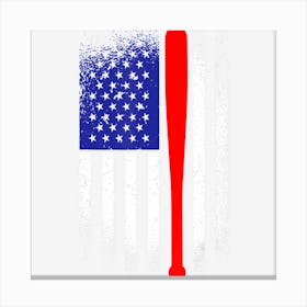 American Flag Baseball 4th Of July Patriotic Canvas Print