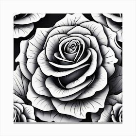 Black And White Roses 2 Canvas Print