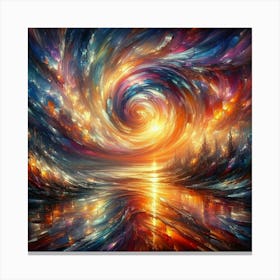 Enchanting Sunset Painting with Whirlwind of Colors | Impasto Oil on Canvas | Dark Art with Broken Glass Effect | Iridescent Palette Knife Techniques,Abstract Painting. Canvas Print
