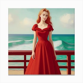 Gigi in Red Dress Canvas Print