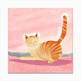 Cat On Pink Background Canvas Print