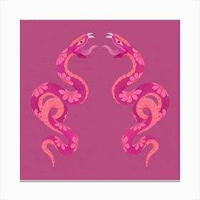 Double pink floral snakes Canvas Print