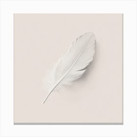 White Feather On A Beige Background 1 Canvas Print