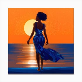Afro-American Woman At Sunset 1 Canvas Print