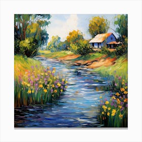 Impressionist Allegro: Symphony of Riverside Tones Canvas Print