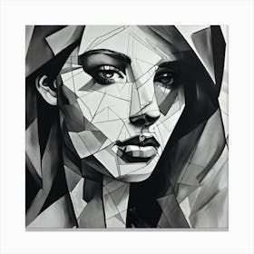 Geometric Portrait Of A Woman Black And White Abstract Art Canvas Print