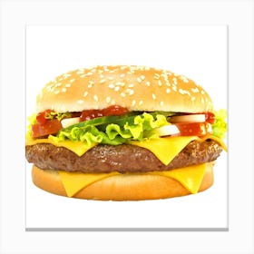 Hamburger Isolated On White Background Canvas Print