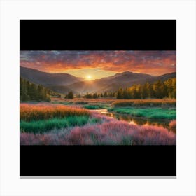 Ethereal Sunset Over Emerald Valley Canvas Print