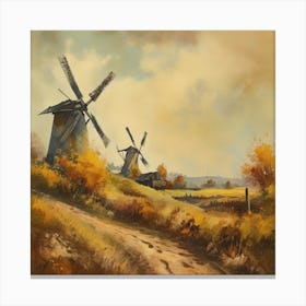 Vintage Oil Painting, Farmhouse Wall Decorations, Vintage Landscape, Printable Wall Art, Vintage Landscape Oil Painting.
14Windmills. Canvas Print