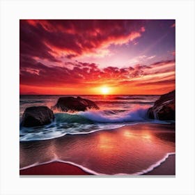 Sunset On The Beach 364 Canvas Print