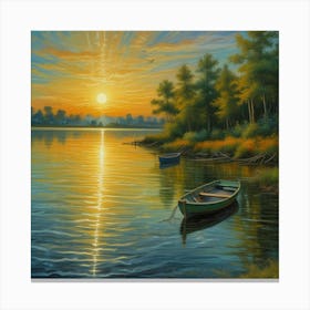 Sunset By The Lake Canvas Print