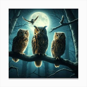 Owls In The Forest Canvas Print