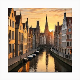 Bruges, Brussels Cubism Style Canvas Print