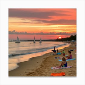 Sunset On The Beach 3 Canvas Print