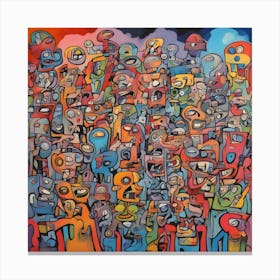 Grafitti 'The Crowd' 1 Canvas Print