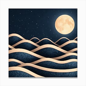 Moon Over The Ocean 3 Canvas Print