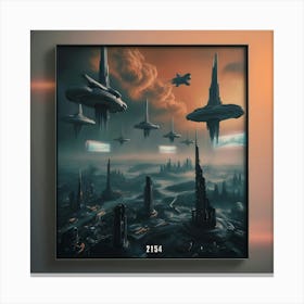 A Sweeping Cinematic Photograph Of A Futuristic Dystopia Space City Canvas Print