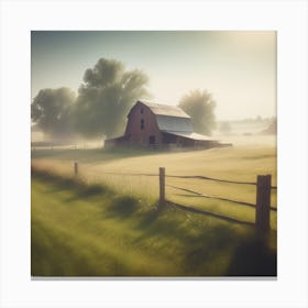 Barn In The Mist Canvas Print