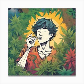 Young Man Smoking Marijuana Canvas Print