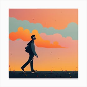 Man Walking At Sunset Canvas Print