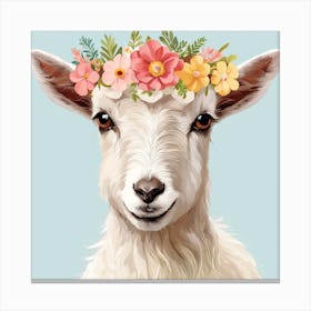 Floral Baby Goat Nursery Illustration (17) Canvas Print