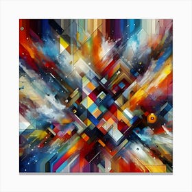 Colorful Splashes Of Paint, Geometric, Abstract Art 1 Canvas Print