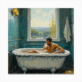Bathing Man Van Gogh Style Canvas Print