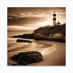 Lighthouse At Sunset 51 Canvas Print