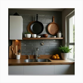 Kitchen With Pots And Pans 1 Canvas Print