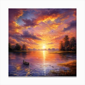 Sunset On The Lake Canvas Print