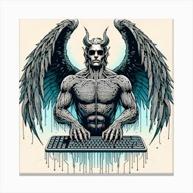 Demon On A Keyboard Canvas Print