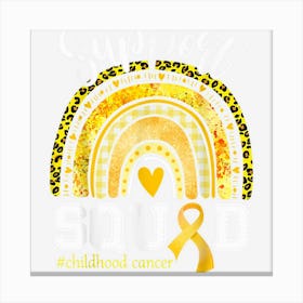 Support Squad Rainbow Leopard Yellow Ribbon Childhood Cancer Canvas Print