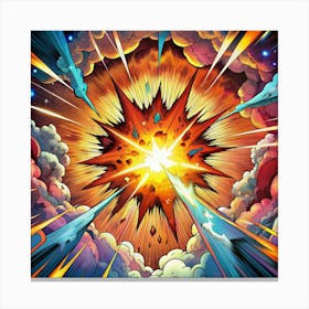 A Comic Book Style Explosion With Bright Colors Canvas Print