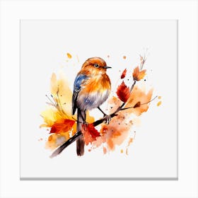 Autumn Bird Watercolor Painting 1 Canvas Print