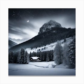 Winter Night In The Mountains 1 Canvas Print