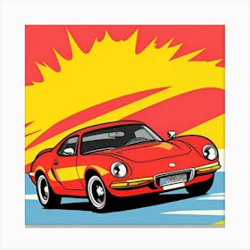 Comic-Style Sports Car with Action Lines Canvas Print