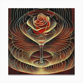 A rose in a glass of water among wavy threads 12 Canvas Print