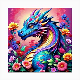 Dragon With Flowers 1 Lienzo