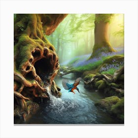 Kingfisher In The Forest 1 Canvas Print