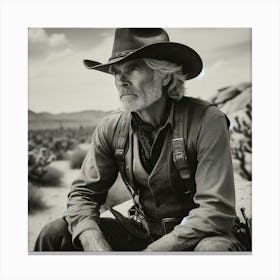 Cowboy In The Desert Canvas Print