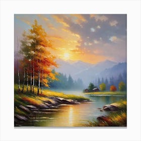 Sunset By The River 10 Canvas Print