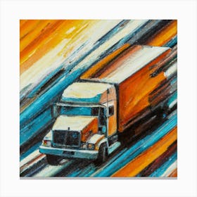 Abstract oil painting of truck with trailer 5 Canvas Print